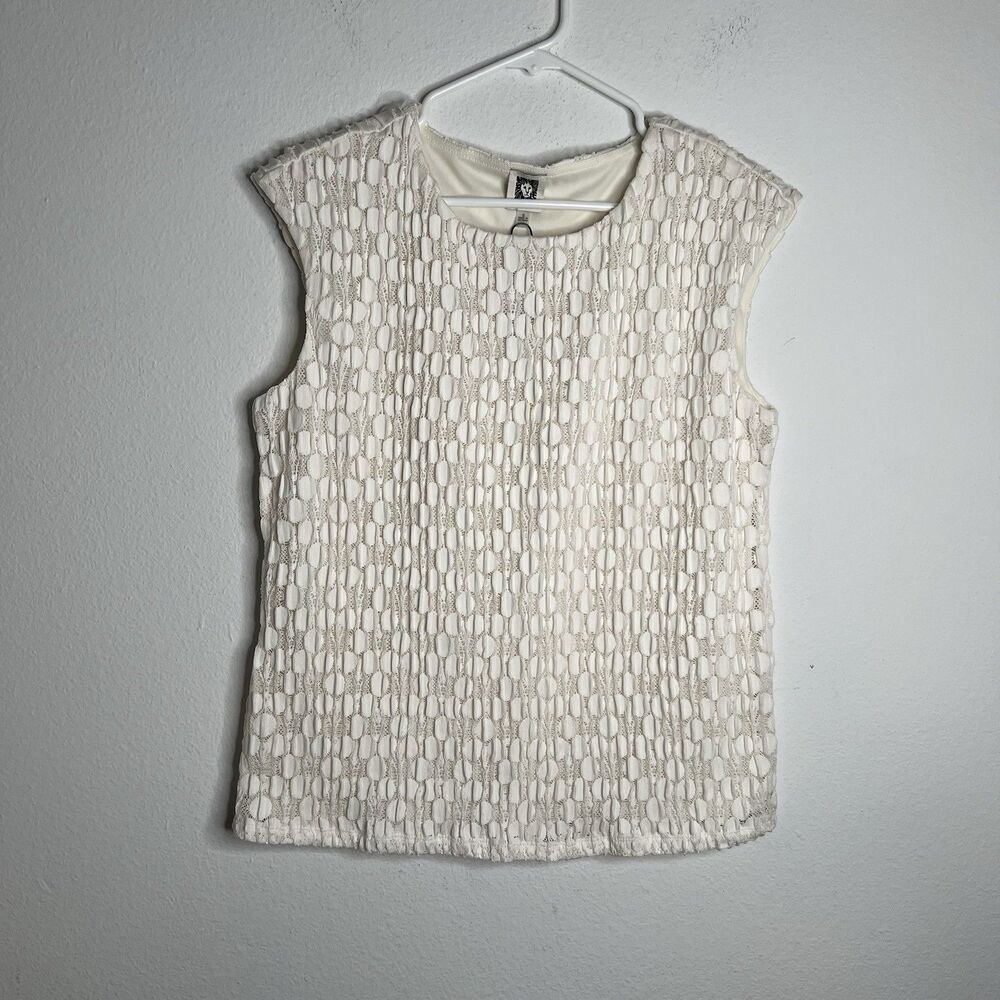 Anne Klein Women's Blouse Size Small Ivory Lace Sleeveless New